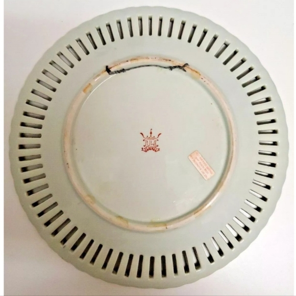 Reticulated United Wilson 1897 Handpainted Flower Plate w/Gold Trim Pre-owned - Picture 5 of 6